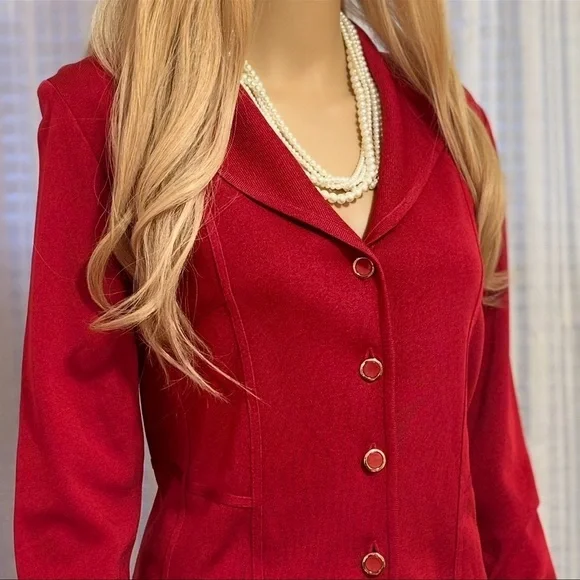 GORGEOUS EXCLUSIVELY MISOOK SOLID RED KNIT BLAZER IN EXCELLENT CONDITION - Picture 1 of 7